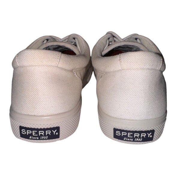 Sperry Mens Size 9.5W Canvas Cream Sneakers With Plushstep Insole Shoes New - Picture 4 of 7